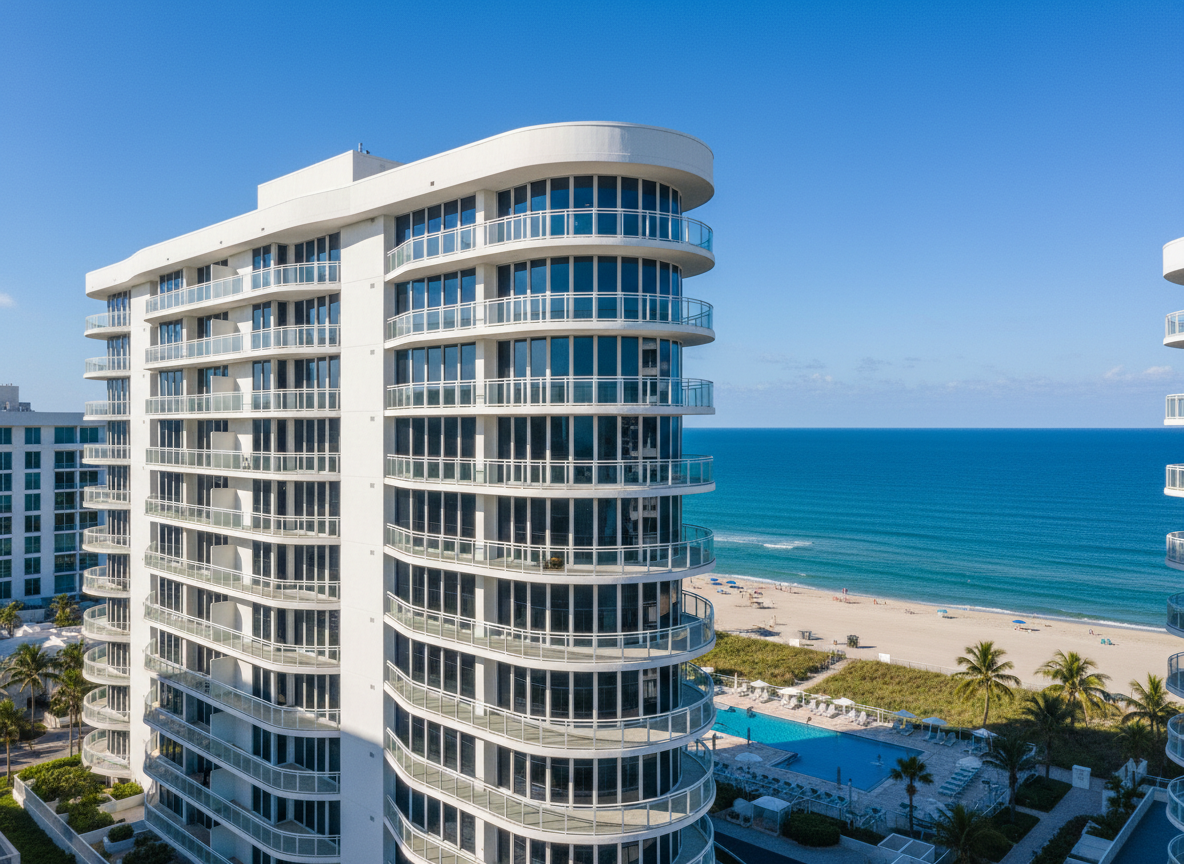 Elegant beachfront condominium exterior
