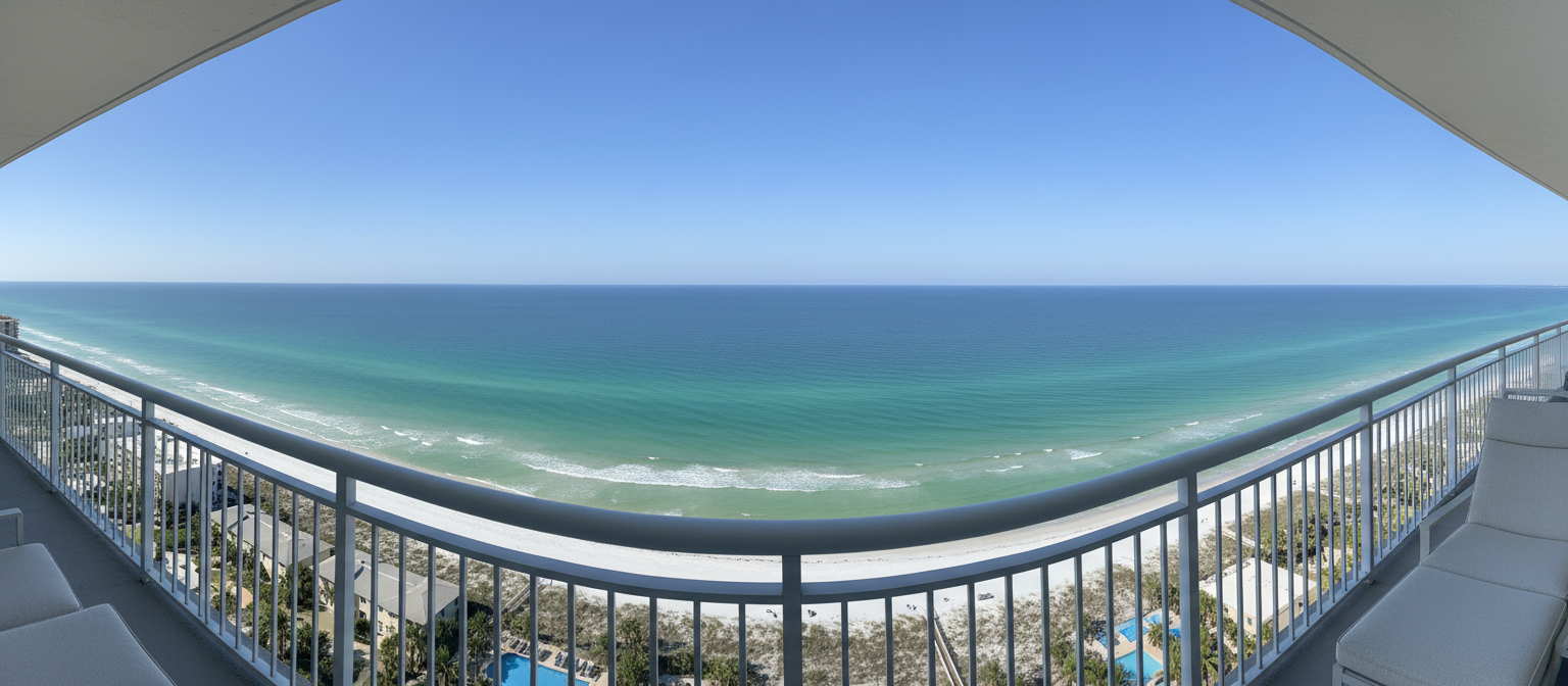 Private balcony with panoramic Gulf views